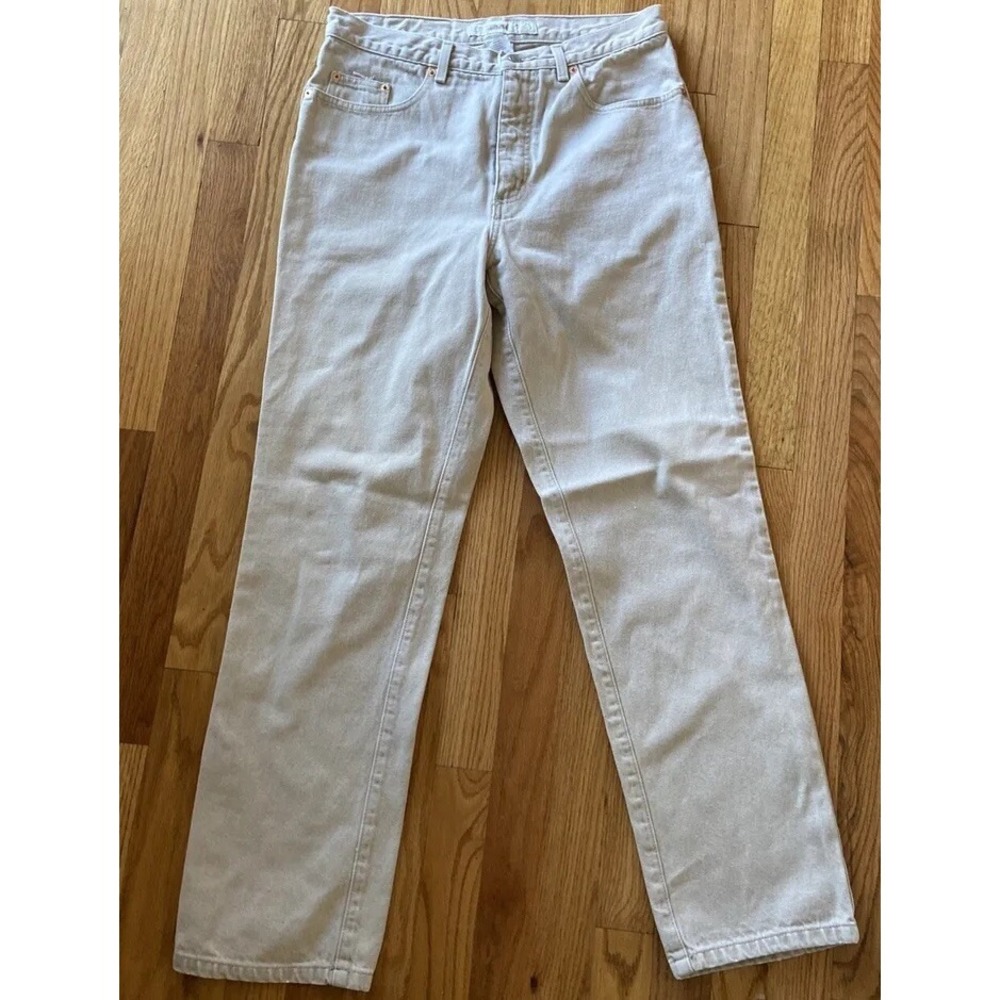 VTG Guess Men's 32 x‎ 28 Triangle Pocket Logo 2 Button Tan Denim Baggy Jeans Y2k